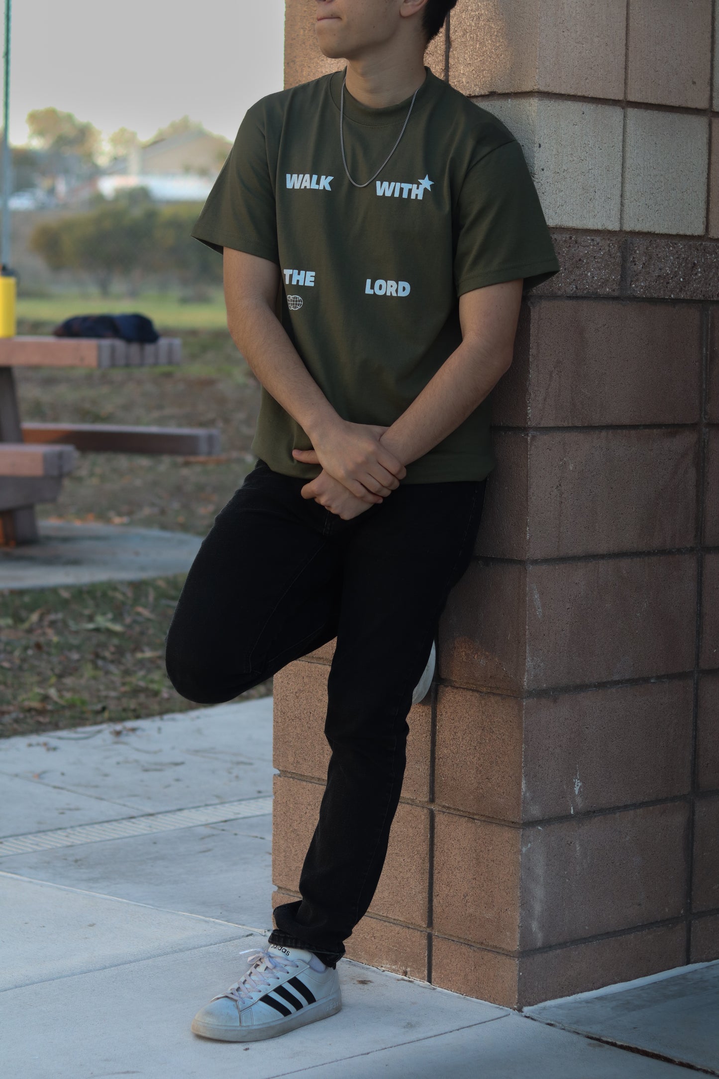 Walk With The Lord Heavyweight Tee - Olive Green