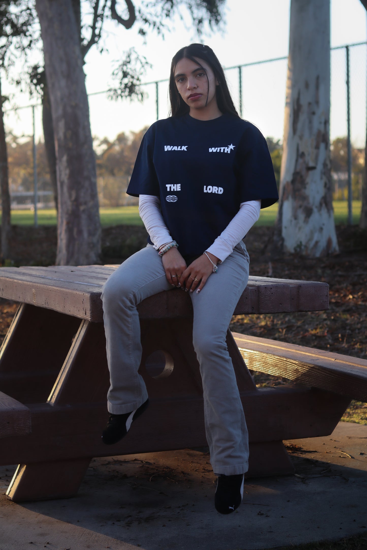 Walk With The Lord Heavyweight Tee - Navy