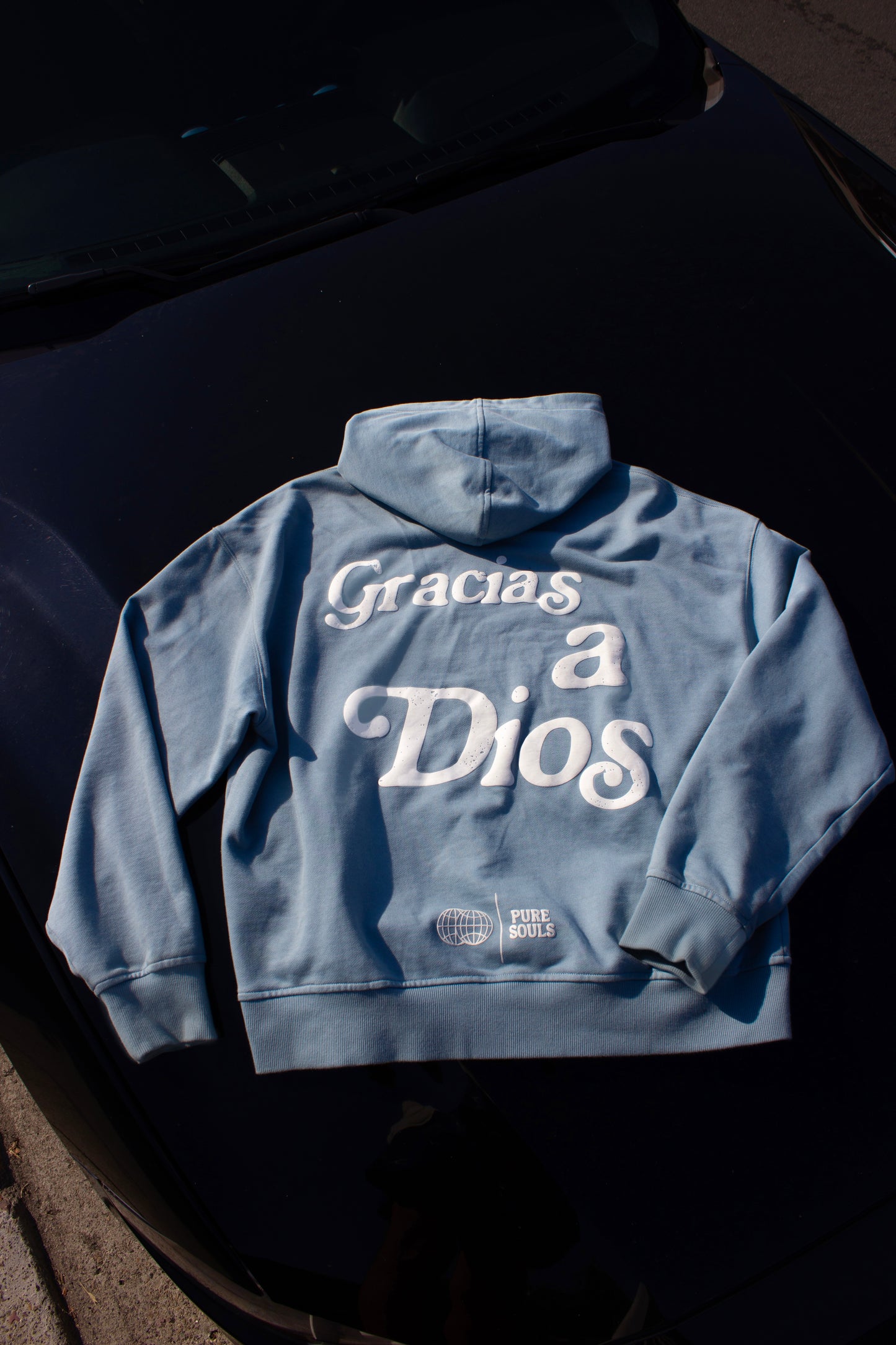 Light Blue Heavyweight Gracias a Dios Hoodie